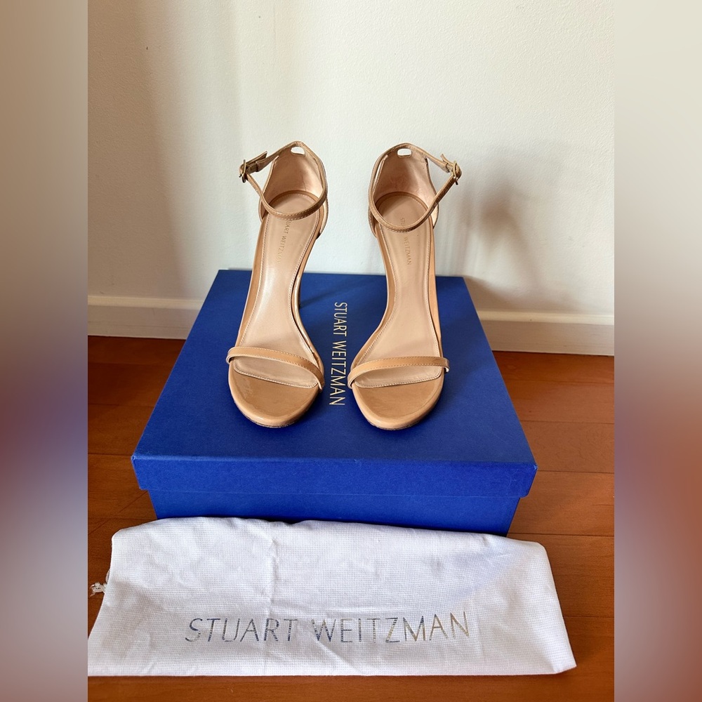 Stuart Weitzman Nudist Patent Leather in Tan/Nude